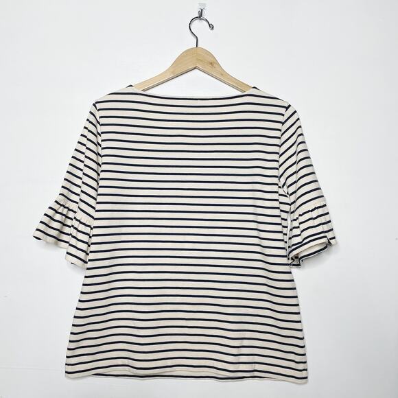J CREW Striped Ruffle T-Shirt - Picture 2 of 3